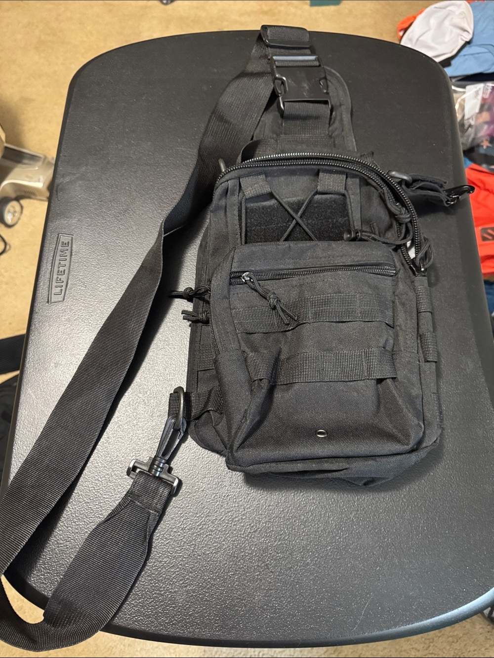 Tactical Sling Crossbody Bag for Men - Black